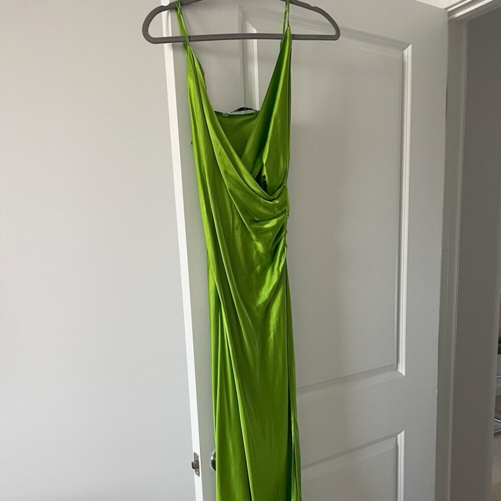 Green silky midi Zara dress